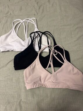 AYBL Strappy V‑Back Bralette Trio - White, Black & Blush